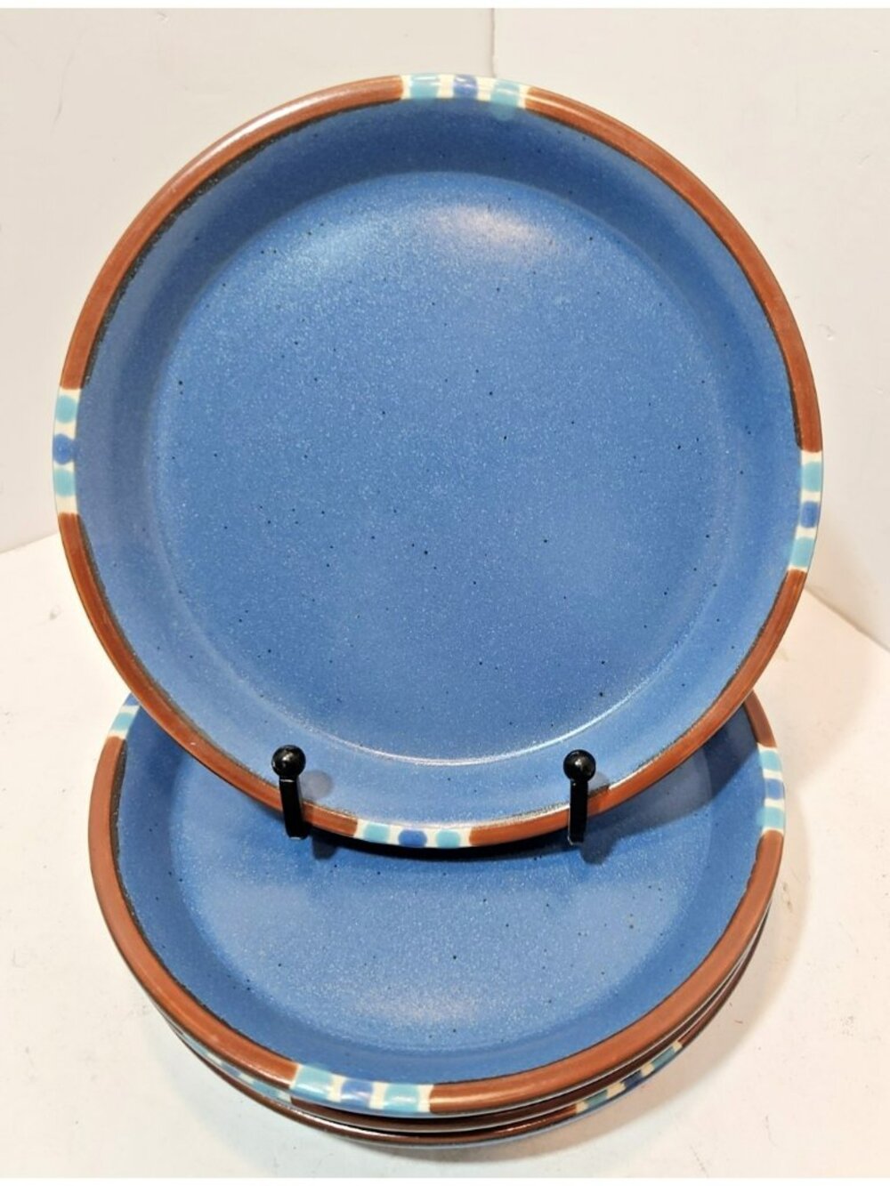 Dansk Stoneware Mesa Sky Blue Salad Plates 7.5" Southwestern Rimmed Set of 4
